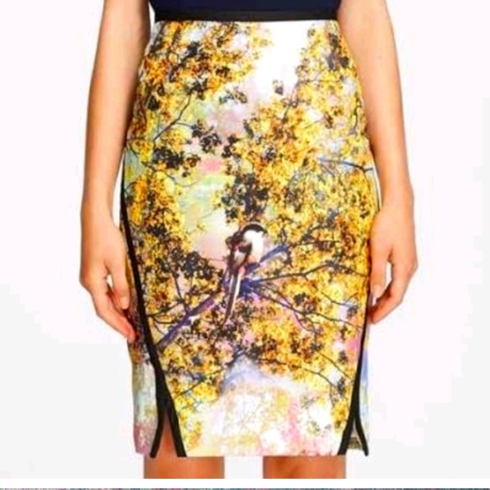 Ted Baker bird print pencil skirt.